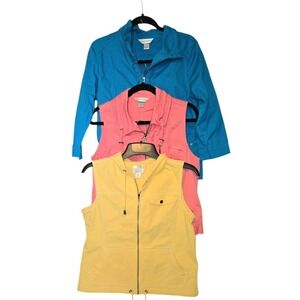 Spring Bright Lot 3 Christopher & Banks stretchy Women Zip Vest Size M Pockets‎